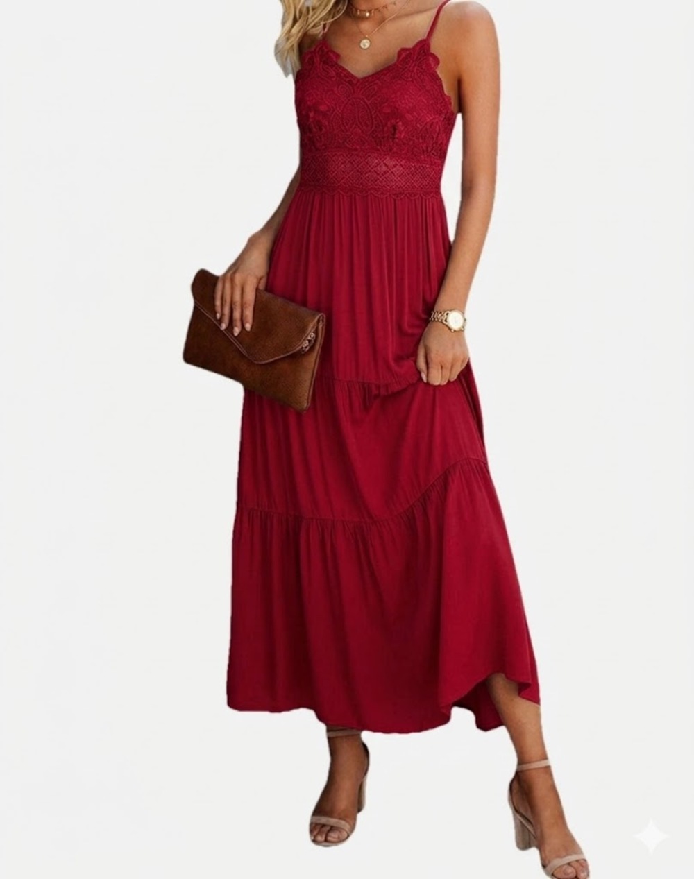 Dokuritu Size Medium Red Sleeveless Midi dress Vneck ruched back travel cruise